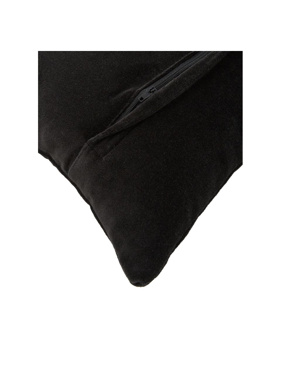 Poduszka z aksamitu z wypełnieniem Embroidered Antler, Tapicerka: 100% aksamit bawełniany, Czarny, beżowy, S 30 x D 50 cm
