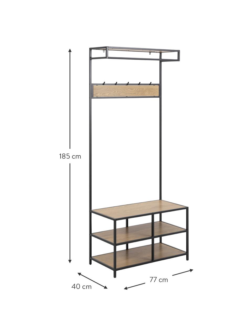 Szafa z metalu Seaford, Stelaż: metal malowany proszkowo, O wyglądzie drewna naturalnego, czarny, S 77 x W 185 cm