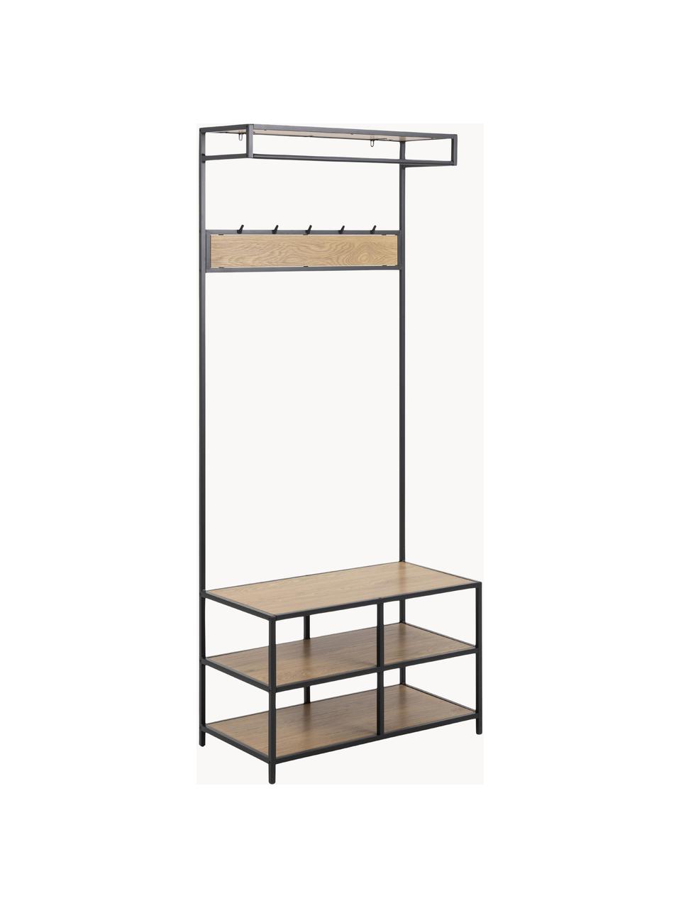 Szafa z metalu Seaford, Stelaż: metal malowany proszkowo, O wyglądzie drewna naturalnego, czarny, S 77 x W 185 cm