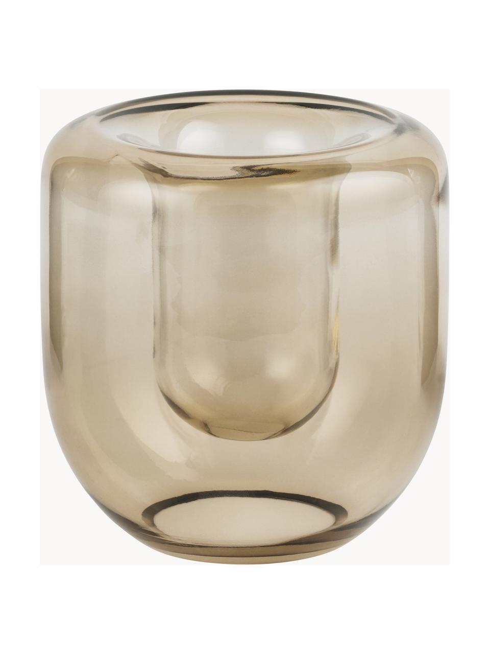 Vase en verre soufflé Opal, haut. 16 cm, Verre, soufflé bouche, Beige, transparent, Ø 14 x haut. 16 cm