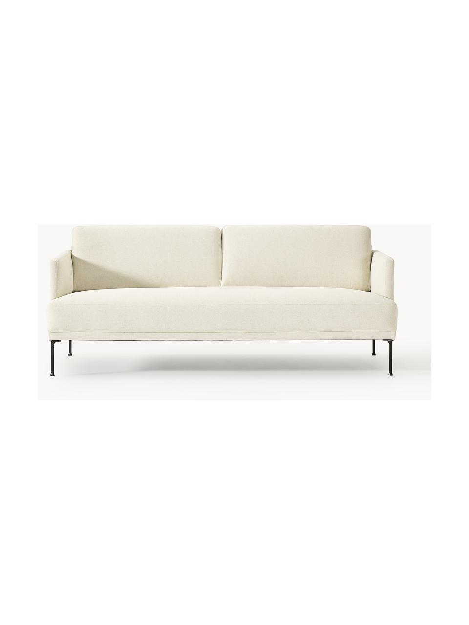 Sofa Fluente (3-Sitzer), Bezug: 100 % Polyester Der strap, Gestell: Massives Kiefernholz, Bir, Füße: Metall, pulverbeschichtet, Webstoff Off White, B 196 x T 85 cm