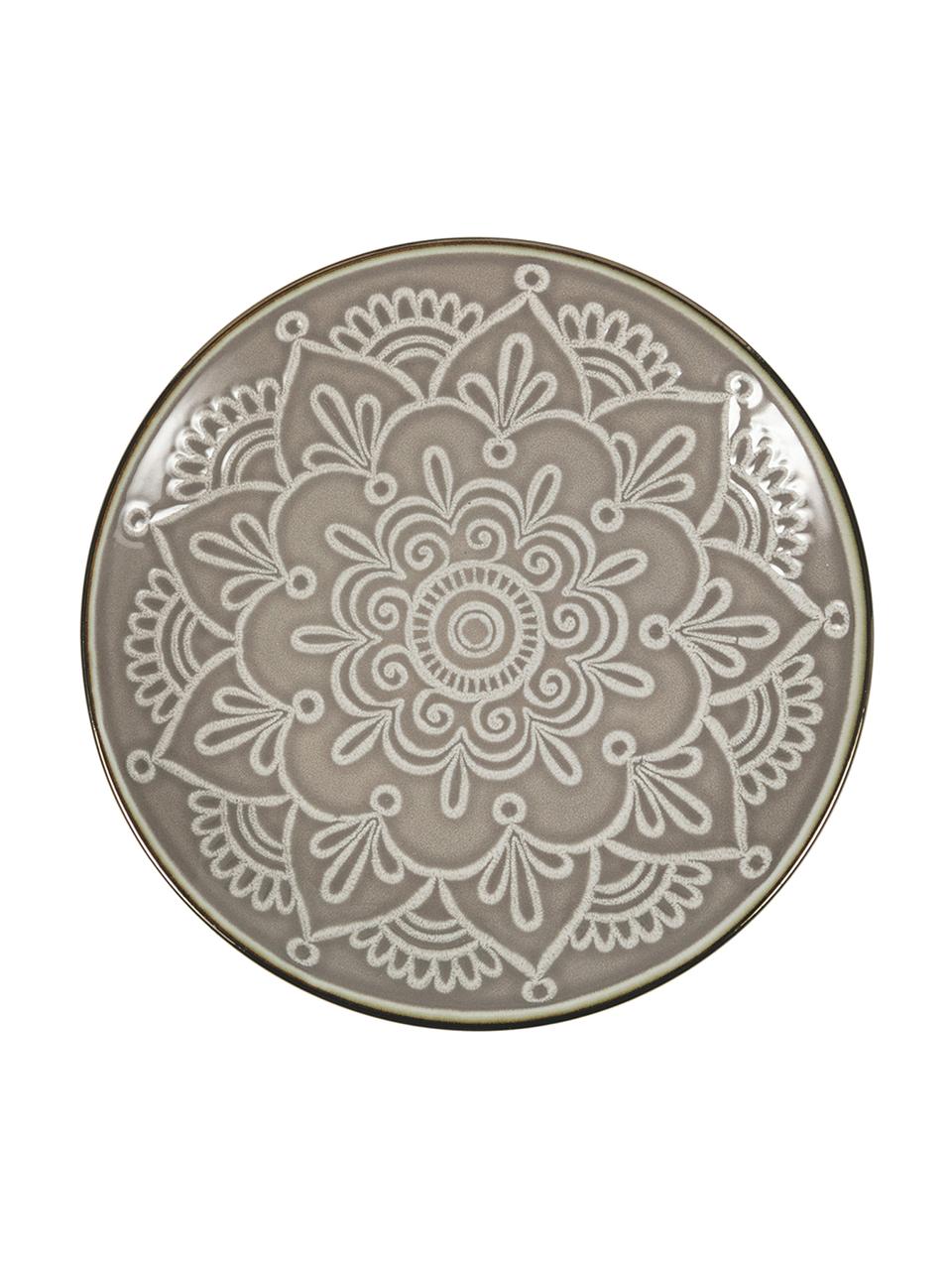 Geschirr-Set Baku mit Ornament-Relief, 6 Personen (18-tlg.), Keramik, Greige, Set mit verschiedenen Größen