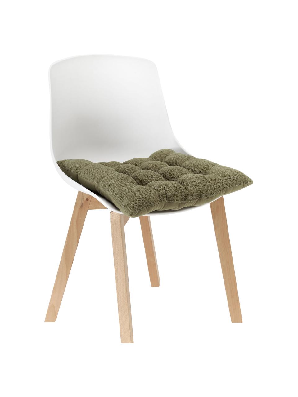 Coussin de chaise coton vert Sasha, Vert, larg. 40 x long. 40 cm