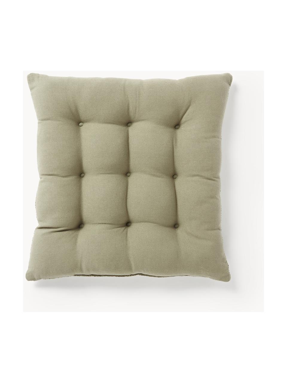 Cuscino sedia in cotone Sasha, Rivestimento: 100% cotone, Verde oliva, Larg. 40 x Lung. 40 cm