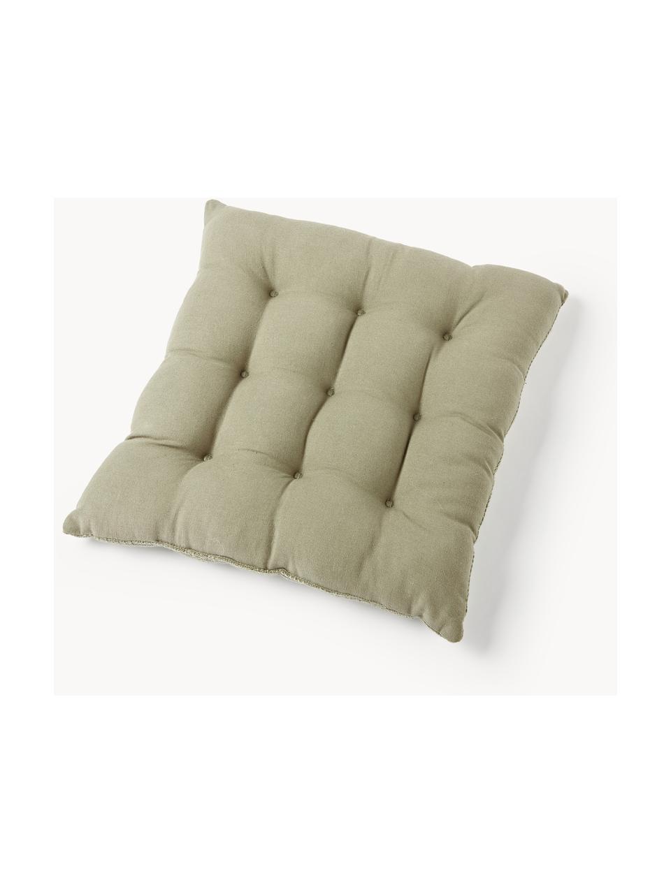 Coussin de chaise en coton Sasha, Vert olive, larg. 40 x long. 40 cm