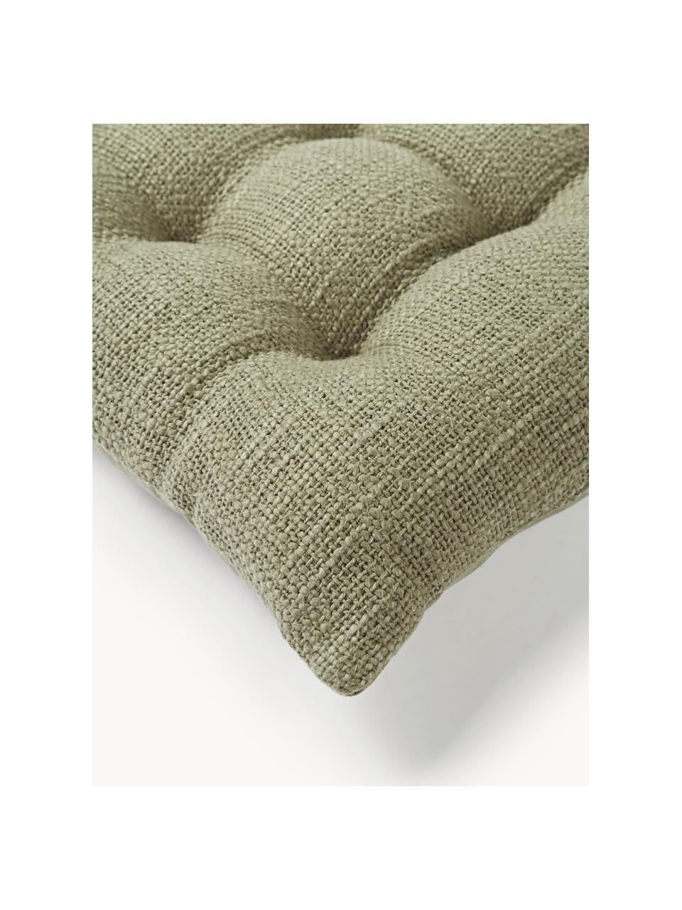 Cojín de asiento de algodón Sasha, Tapizado: 100% algodón, Verde oliva, An 40 x L 40 cm