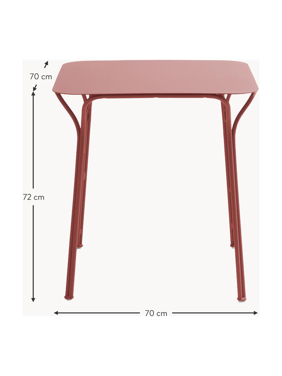 Table de jardin Hiray, 70 x 70 cm, Acier galvanisé, laqué, Rouge rouille, larg. 70 x prof. 70 cm