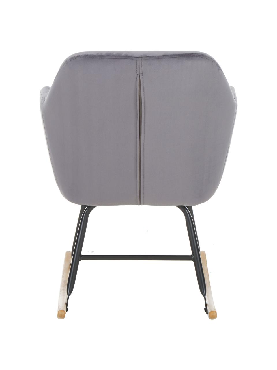 Sedia a dondolo in velluto grigio Emilia, Rivestimento: poliestere (velluto) 25.0, Gambe: metallo, verniciato a pol, Grigio, Larg. 57 x Alt. 81 cm