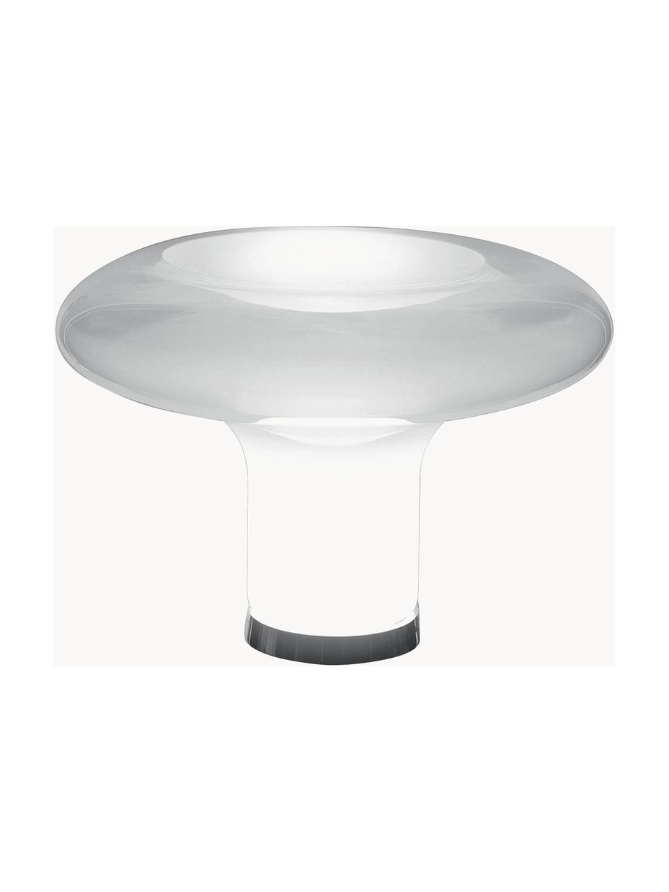 Lampe à poser soufflée bouche Lesbo, Verre, soufflé bouche, Blanc, argenté, Ø 52 x haut. 37 cm