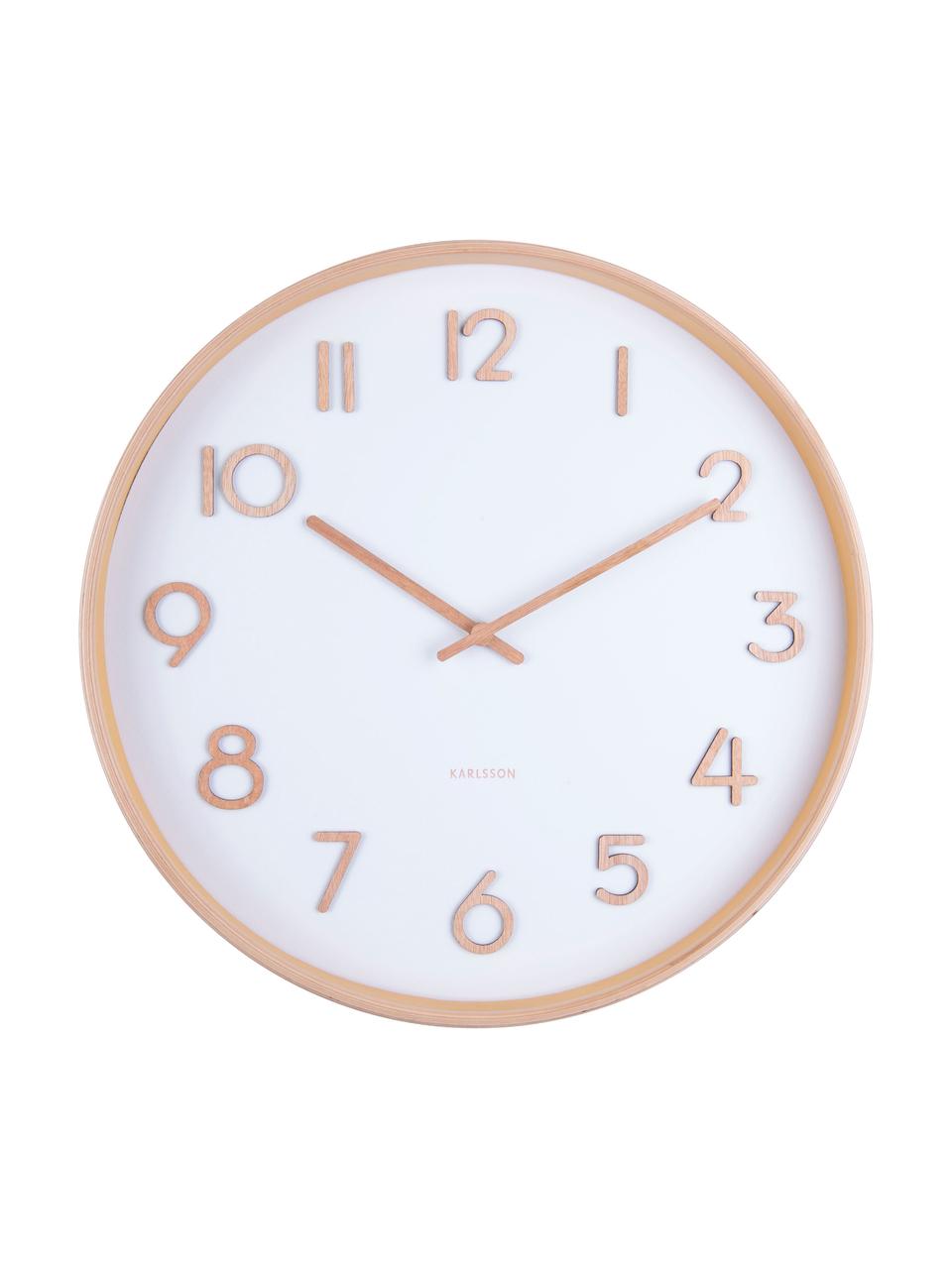 Orologio da parete Pure, Legno laccato, Bianco, legno, Ø 40 cm