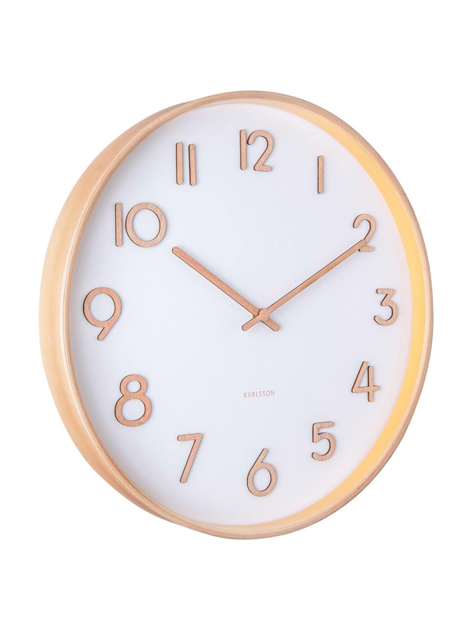 Orologio da parete Pure, Legno laccato, Bianco, legno, Ø 40 cm