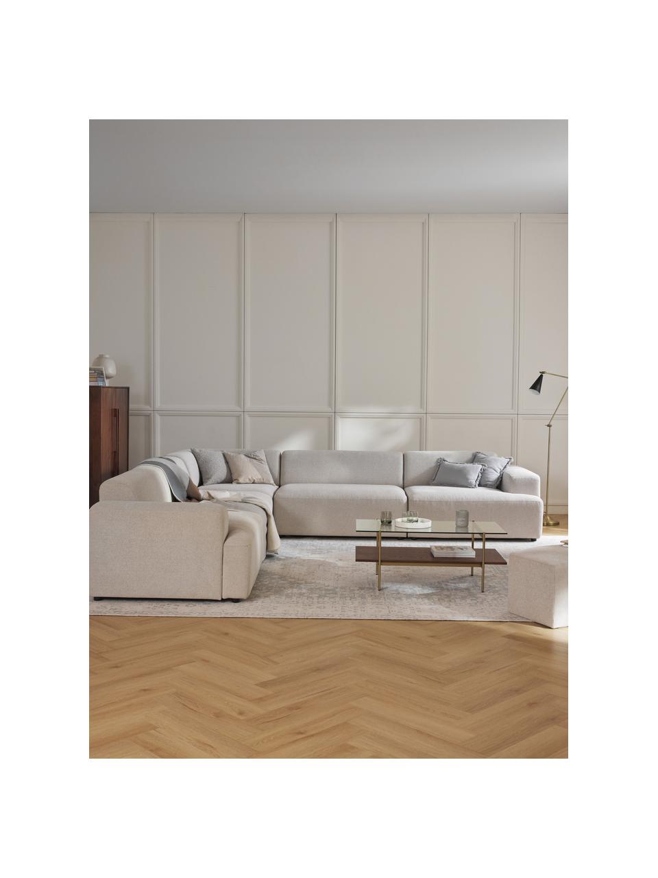 Canapé d'angle XL Melva, Tissu beige clair, larg. 458 x prof. 220 cm