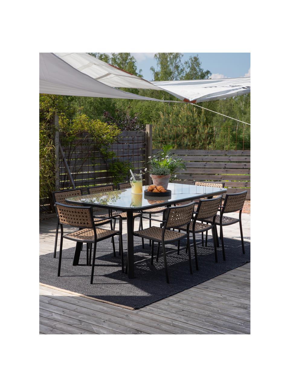 Sedia da giardino in rattan artificiale Paola, Struttura: metallo verniciato a polv, Nero, beige, Larg. 56 x Prof. 59 cm