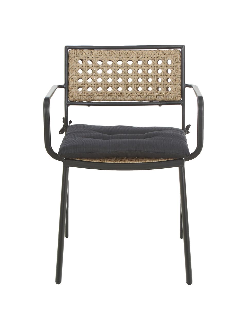 Chaise de jardin Paola, Noir, beige, larg. 56 x prof. 59 cm