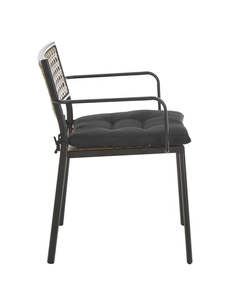 Krzesło ogrodowe Paola, Stelaż: metal malowany proszkowo, Czarny, beżowy, S 56 x G 59 cm