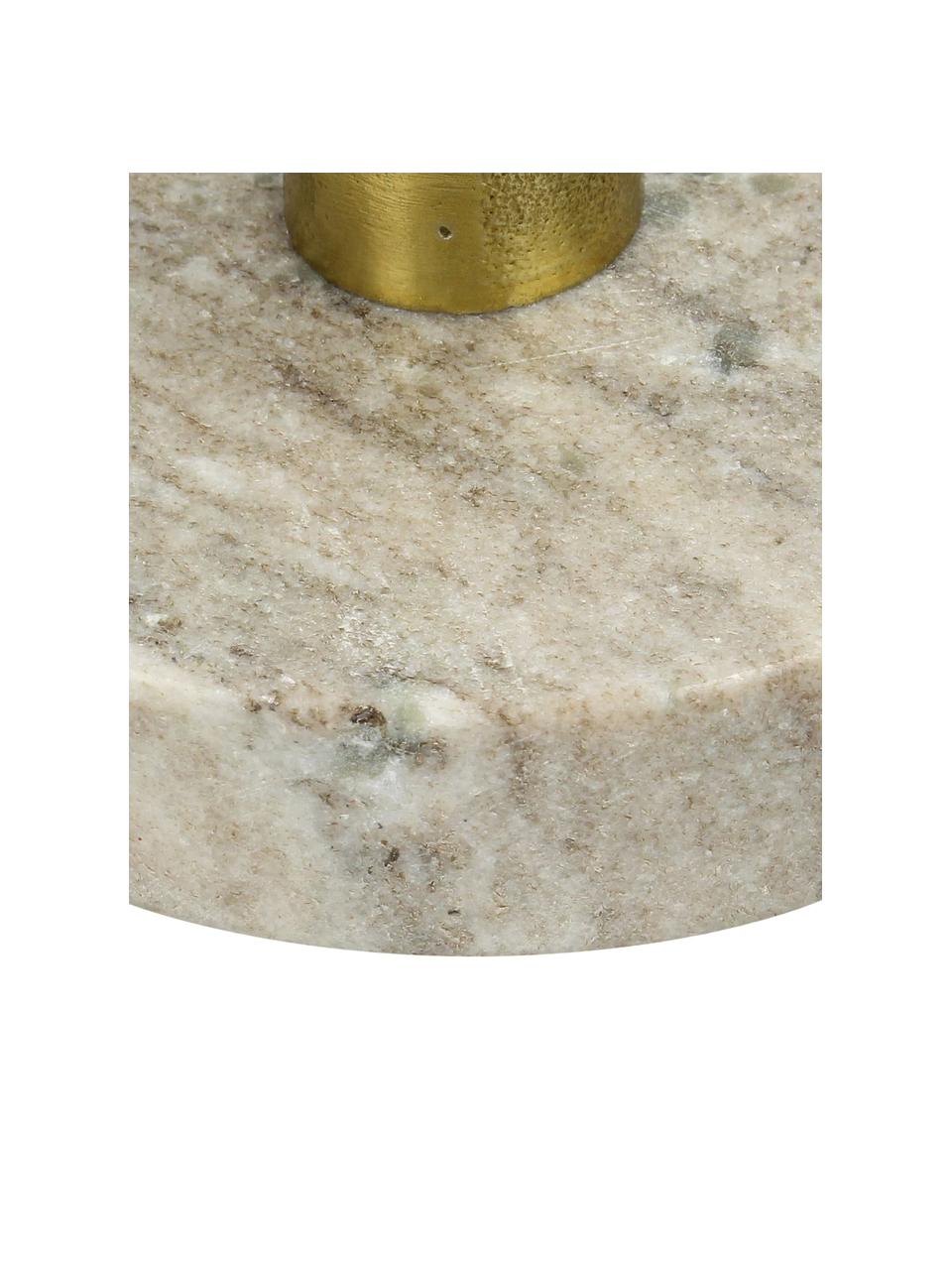 Marmeren kandelaar Linda, Voet: marmer, Beige, messingkleurig, Ø 13 x H 8 cm
