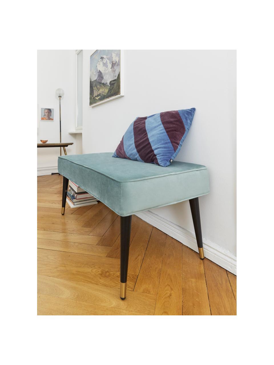 Fluwelen zitbank Beverly, Bekleding: fluweel (polyester), Frame: eucalyptushout, Poten: gepoedercoat metaal, Turquoise, 110 x 46 cm