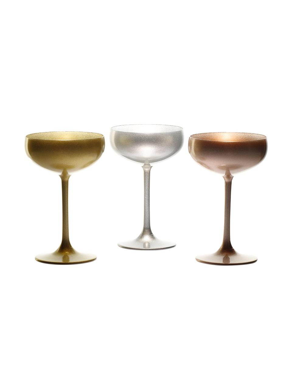 Krištáľové poháre na šampanské Elements, 6 ks, Krištáľové sklo, potiahnuté, Odtiene striebornej, Ø 10 x V 15 cm, 230 ml