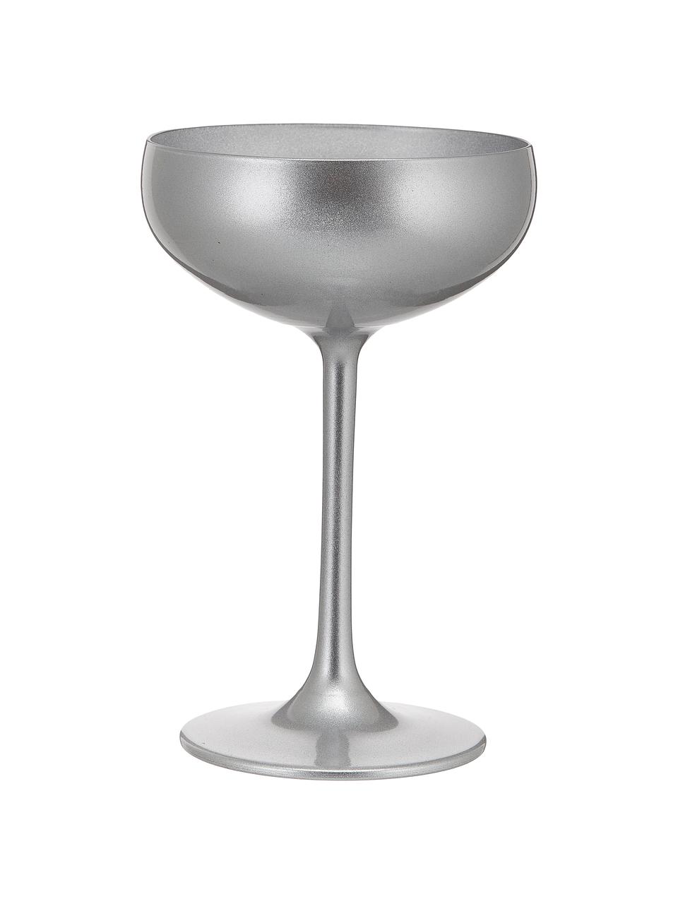 Kristall-Champagnerschalen Elements in Silber, 6 Stück, Kristallglas, beschichtet, Silberfarben, Ø 10 x H 15 cm, 230 ml