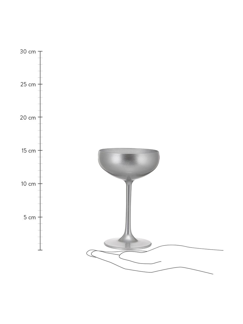 Kristall-Champagnerschalen Elements in Silber, 6 Stück, Kristallglas, beschichtet, Silberfarben, Ø 10 x H 15 cm, 230 ml