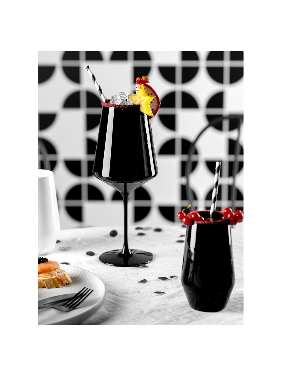 Sklenice na koktejly Etna, 2 ks, Černé sklo, lakované, Bílá, mosazná, Ø 11 cm, V 26 cm, 750 ml