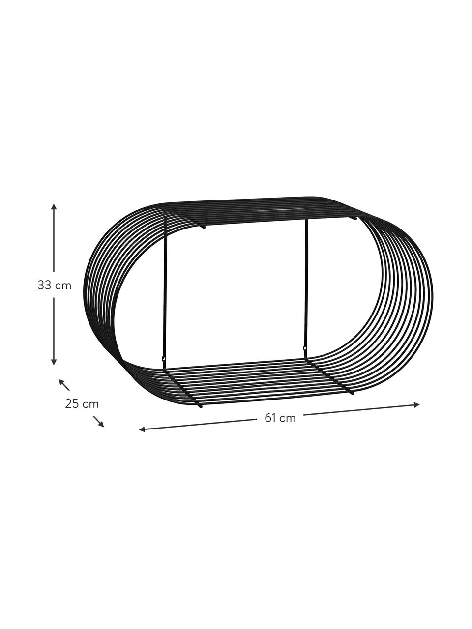 Nástěnná kovová police Curva, Š 61 cm, Ocel s práškovým nástřikem, Černá, Š 61 cm, V 33 cm