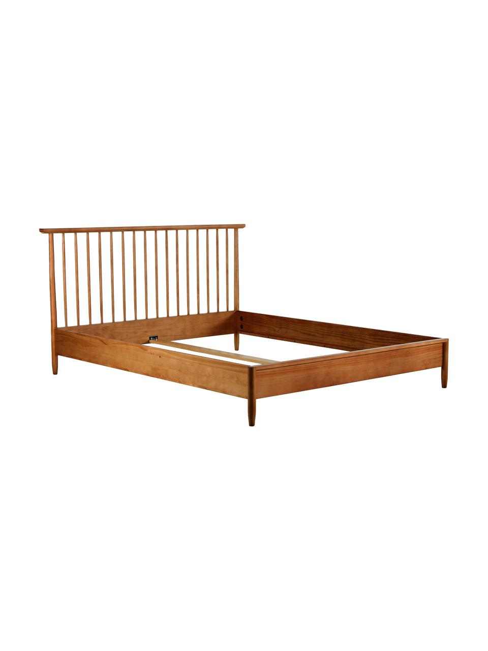 Drevená posteľ z masívneho borovicového dreva Windsor, Masívne borovicové drevo, s FSC certifikátom, Borovicové drevo, tmavé, Š 140 x D 200 cm