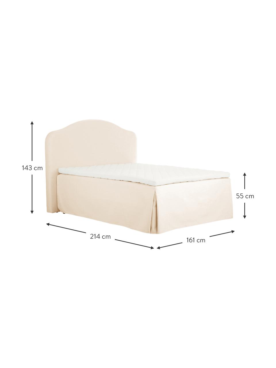 Lit à sommier tapissier premium Dahlia, Tissu blanc crème, 140 x 200 cm, indice de fermeté 2
