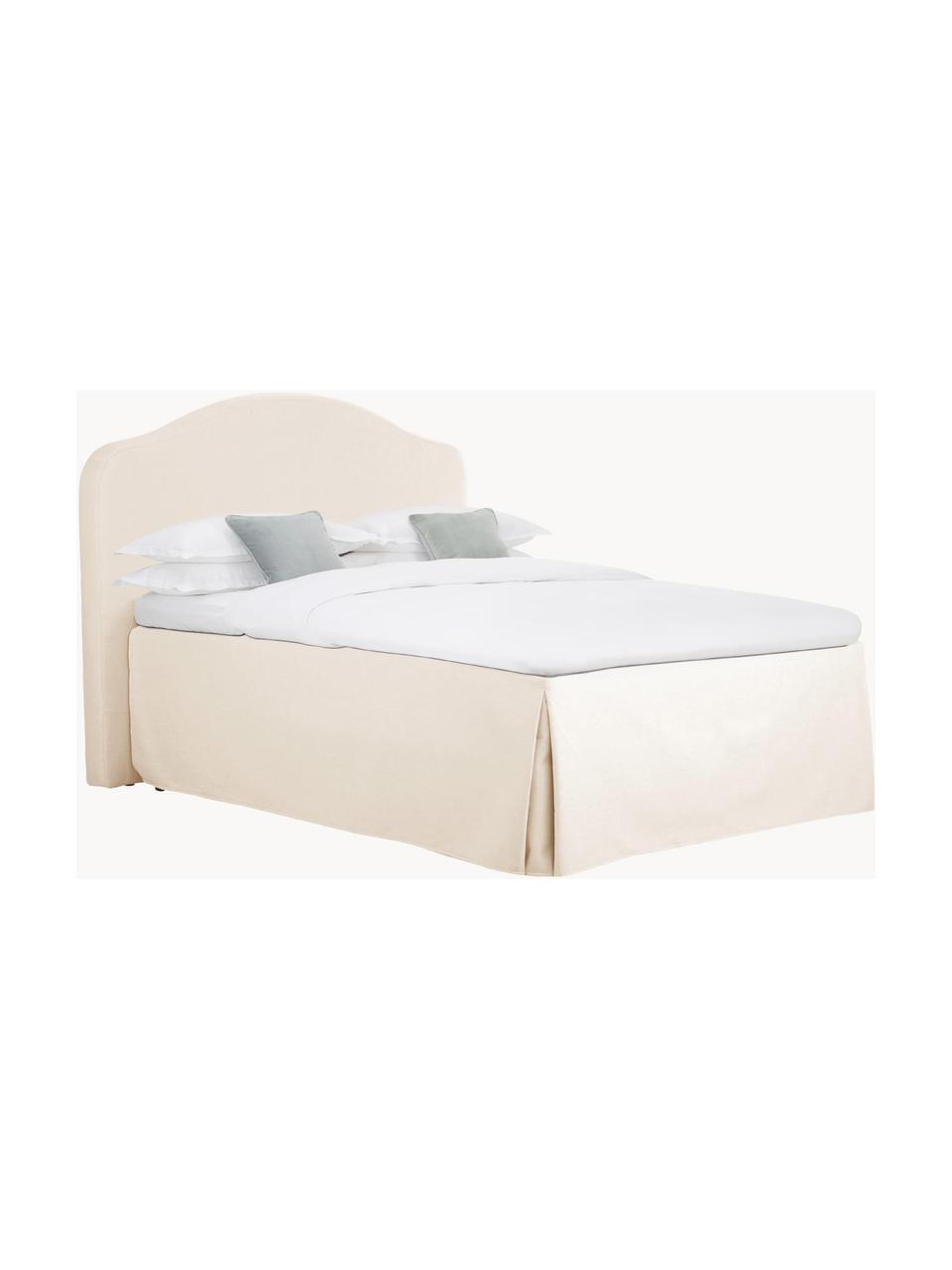 Letto boxspring premium Dahlia, Materasso: nucleo a 5 zone di molle , Piedini: legno massiccio di betull, Tessuto bianco crema, Larg.140 x  lung. 200 cm, grado di durezza H2