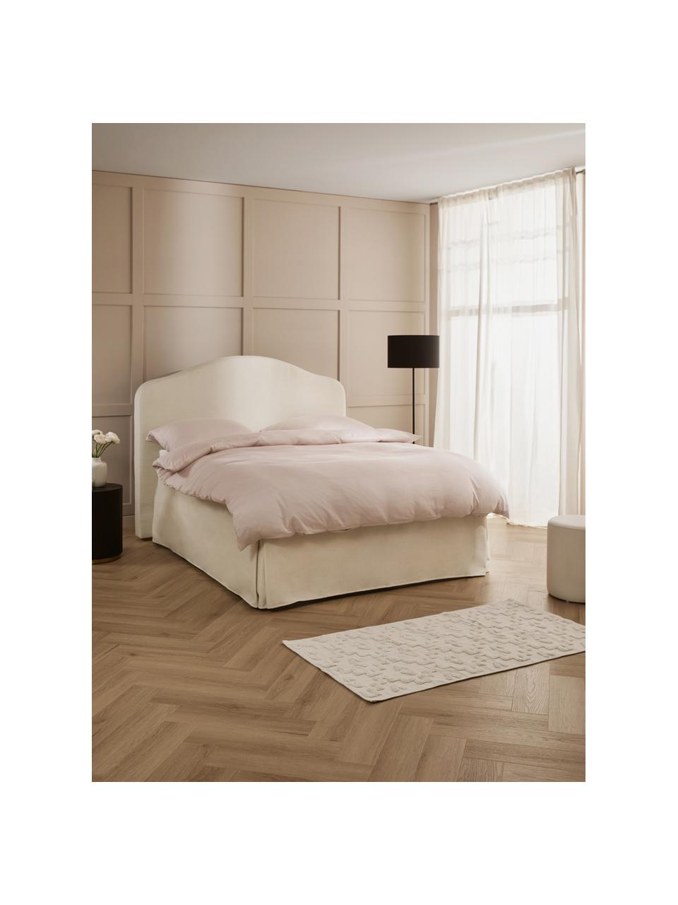 Letto boxspring premium Dahlia, Materasso: nucleo a 5 zone di molle , Piedini: legno massiccio di betull, Tessuto bianco crema, Larg.140 x  lung. 200 cm, grado di durezza H2