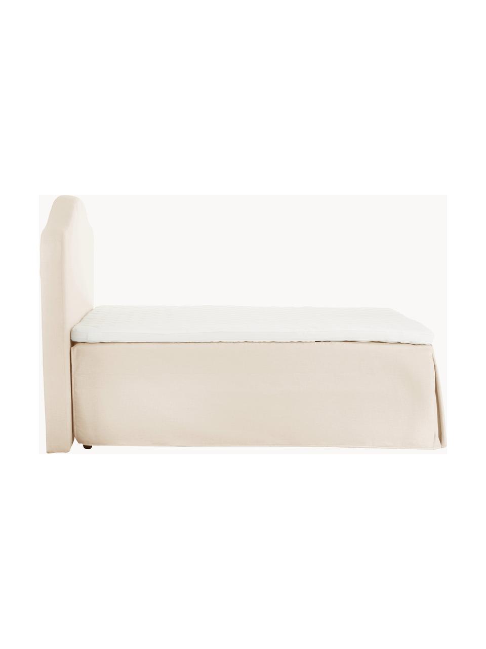 Letto boxspring premium Dahlia, Materasso: nucleo a 5 zone di molle , Piedini: legno massiccio di betull, Tessuto bianco crema, Larg.140 x  lung. 200 cm, grado di durezza H2