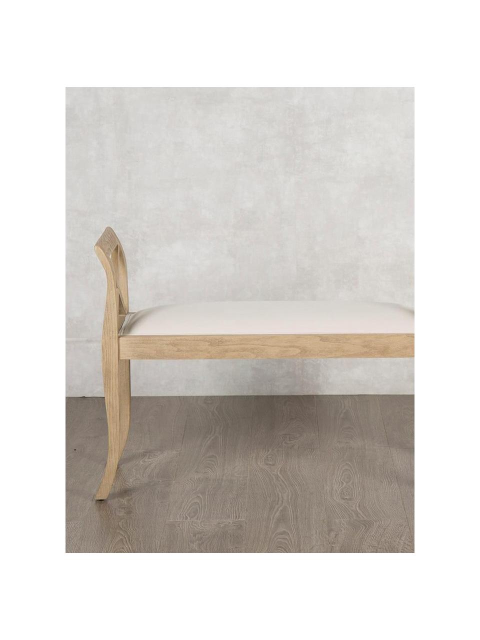 Banco de madera de roble Colony, Tapizado: algodón, Estructura: madera de roble pintada, Blanco, beige, An 92 x Al 64 cm