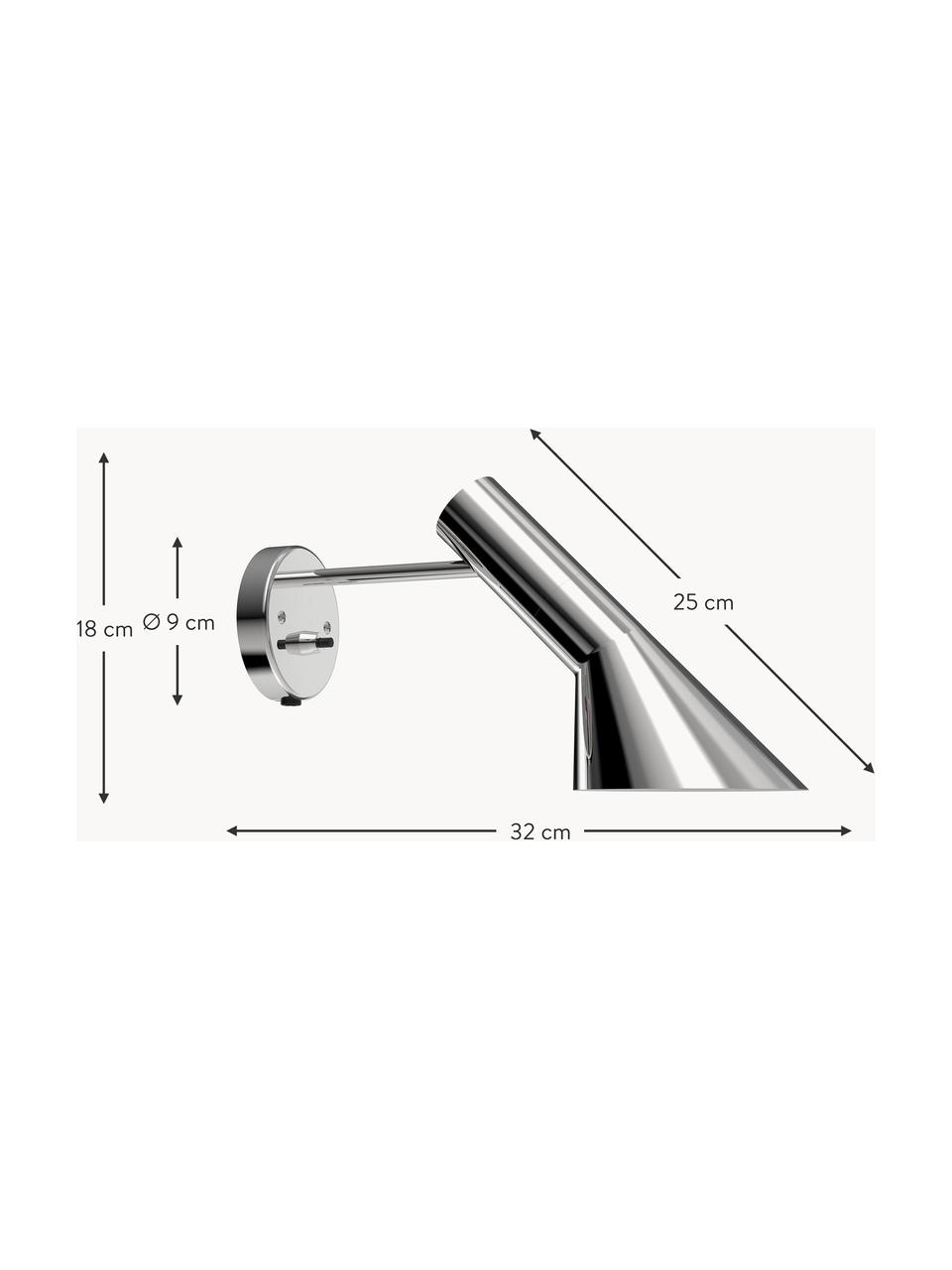 Wandleuchte AJ mit Stecker, Silberfarben, B 32 x H 18 cm