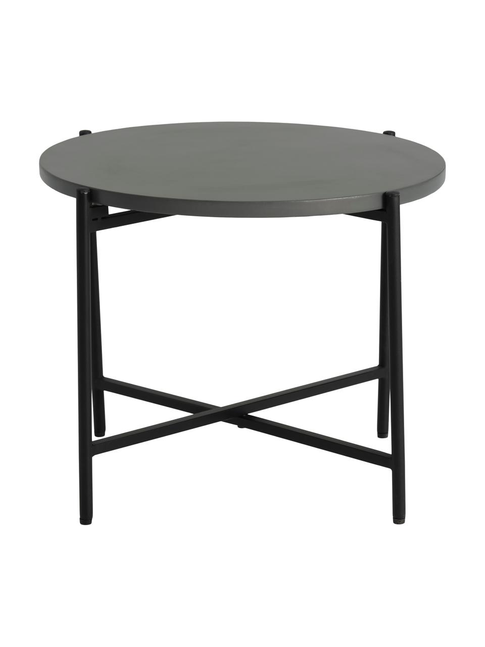 Mesa para exterior de metal con tablero de cemento Avisa, Tablero: fibrocemento, Estructura: metal con pintura en polv, Gris, negro, Ø 53 x Al 40 cm