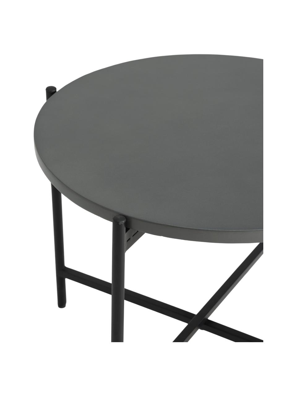 Mesa para exterior de metal con tablero de cemento Avisa, Tablero: fibrocemento, Estructura: metal con pintura en polv, Gris, negro, Ø 53 x Al 40 cm