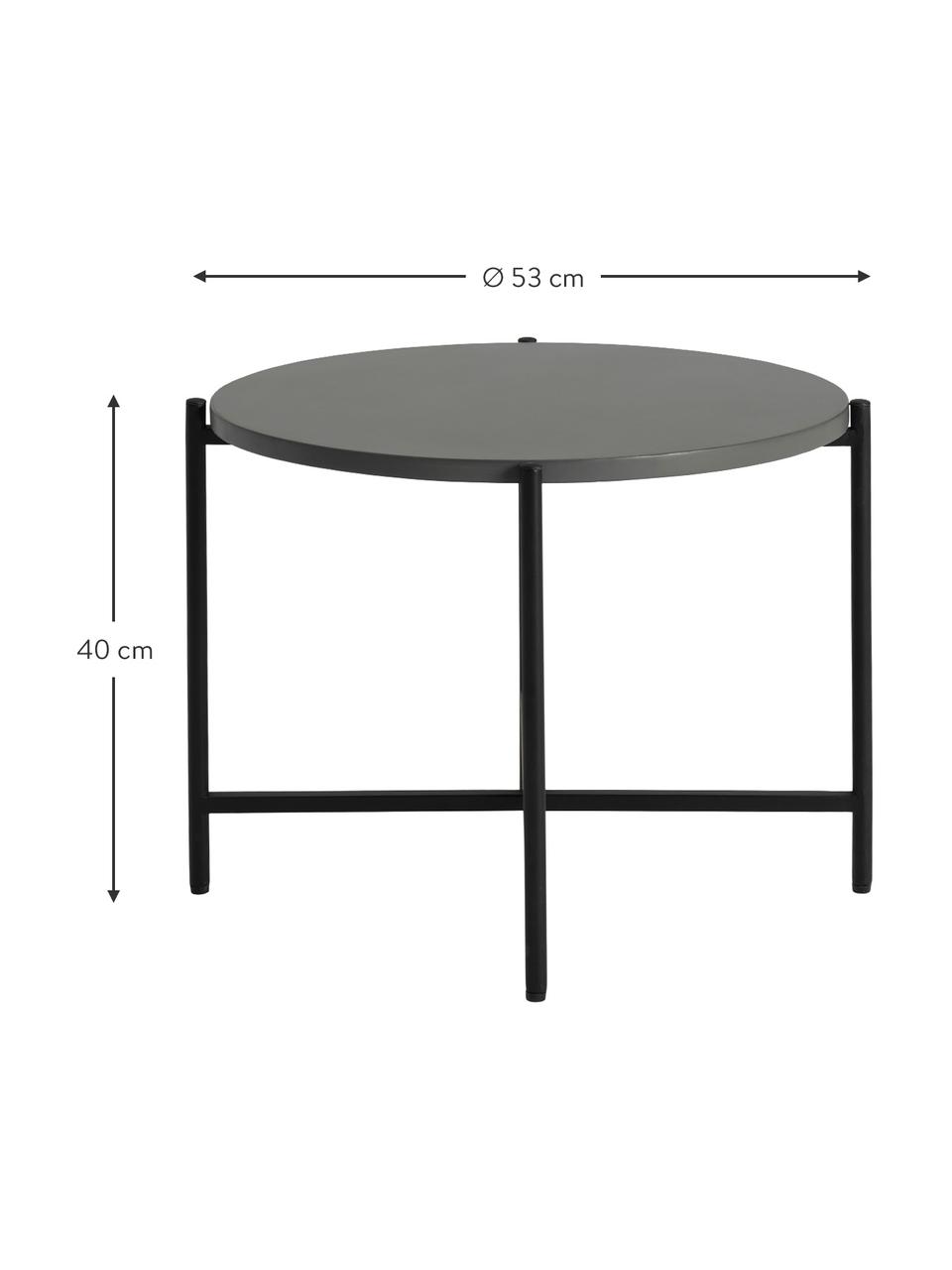 Mesa para exterior de metal con tablero de cemento Avisa, Tablero: fibrocemento, Estructura: metal con pintura en polv, Gris, negro, Ø 53 x Al 40 cm