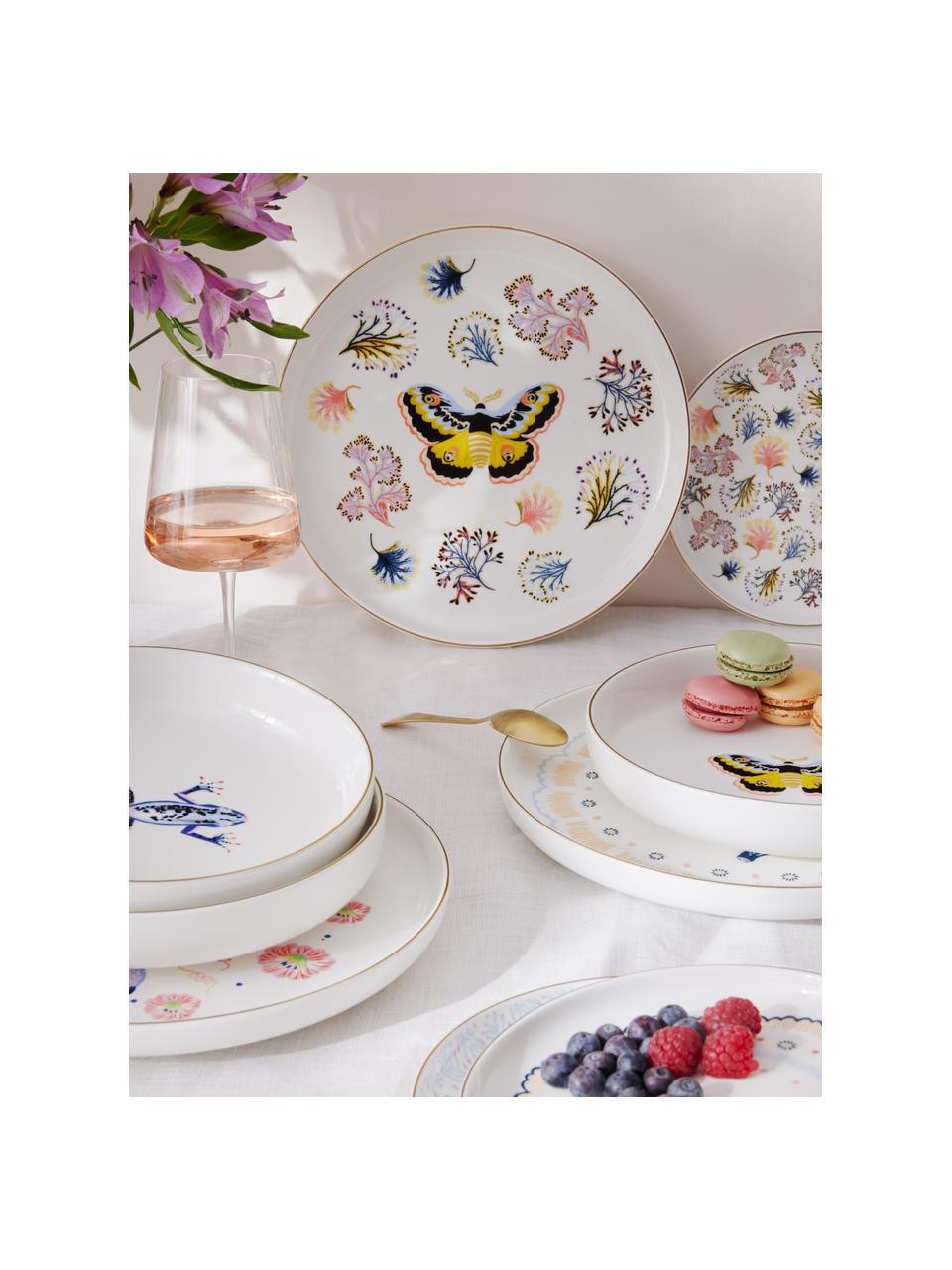 Súprava tanierov Flamboyant, 4 osoby (12 dielov), Porcelán, Viacfarebné so zlatým lemom, 4 osoby (12 dielov)
