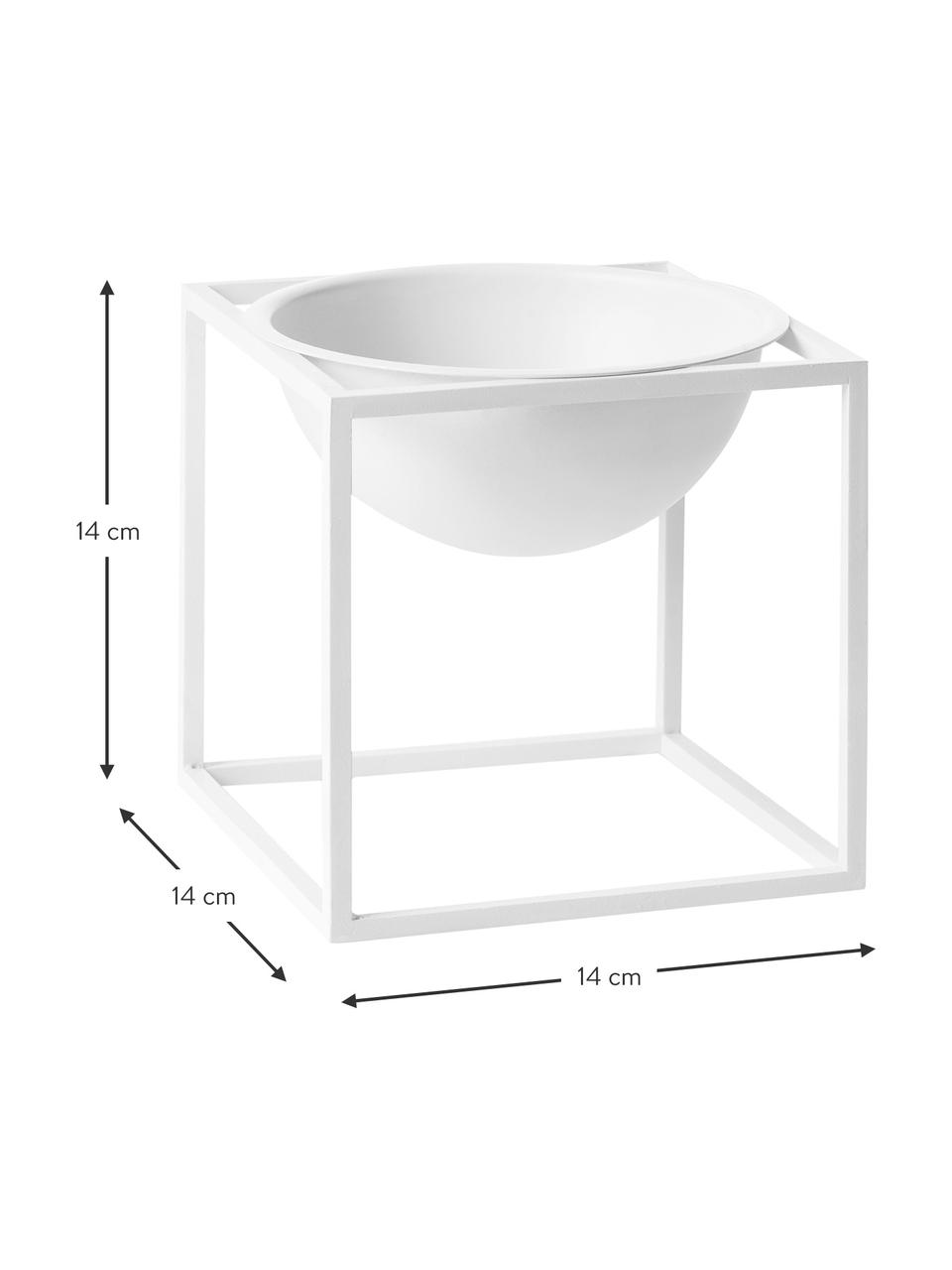 Coupe design Kubus Ø 14 cm, Acier, laqué, Blanc, larg. 14 x haut. 14 cm