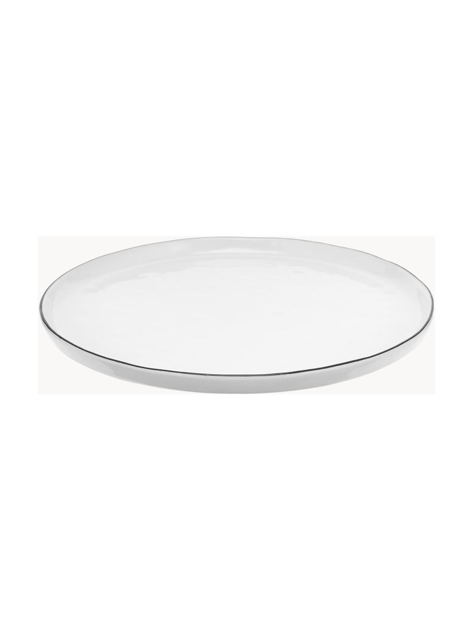 Ručne vyrobený raňajkový tanier z porcelánu Salt, 4 ks, Porcelán, Biela, Ø 22 cm