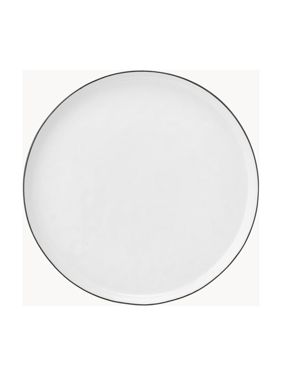Platos postre artesanal de porcelana Salt, 4 uds., Porcelana, Blanco, Ø 22 cm