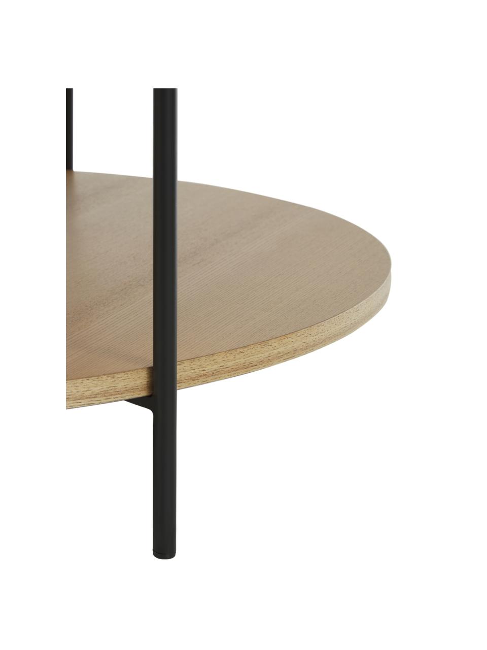 Mesa de centro redonda de madera Renee, Tablero: fibras de densidad media , Estructura: metal con pintura en polv, Fresno, Ø 90 x Al 39 cm