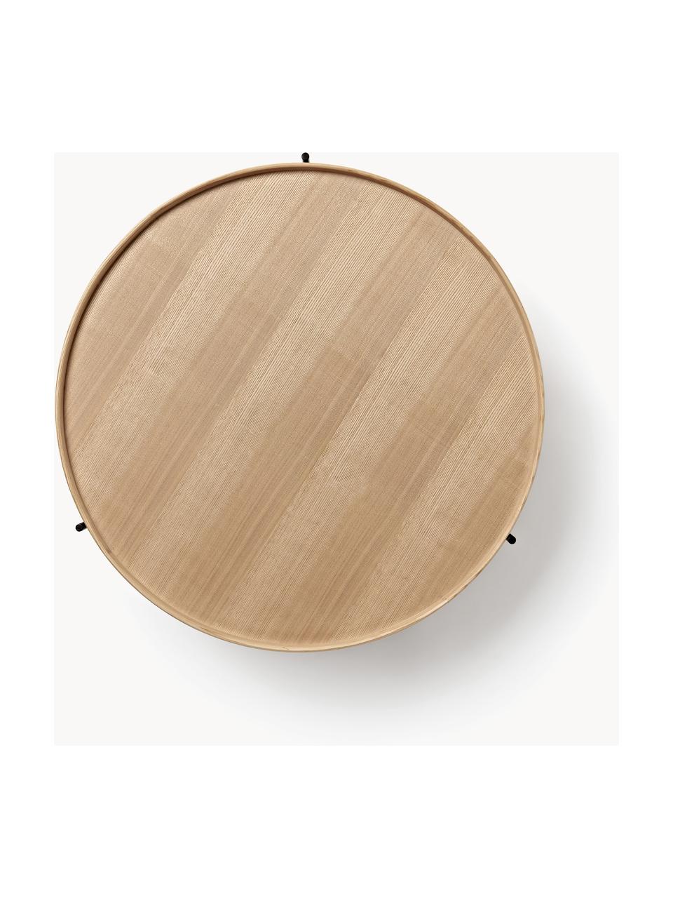 Ronde houten salontafel Renee, Frame: gepoedercoat metaal, Essenhoutkleurig, Ø 90 cm