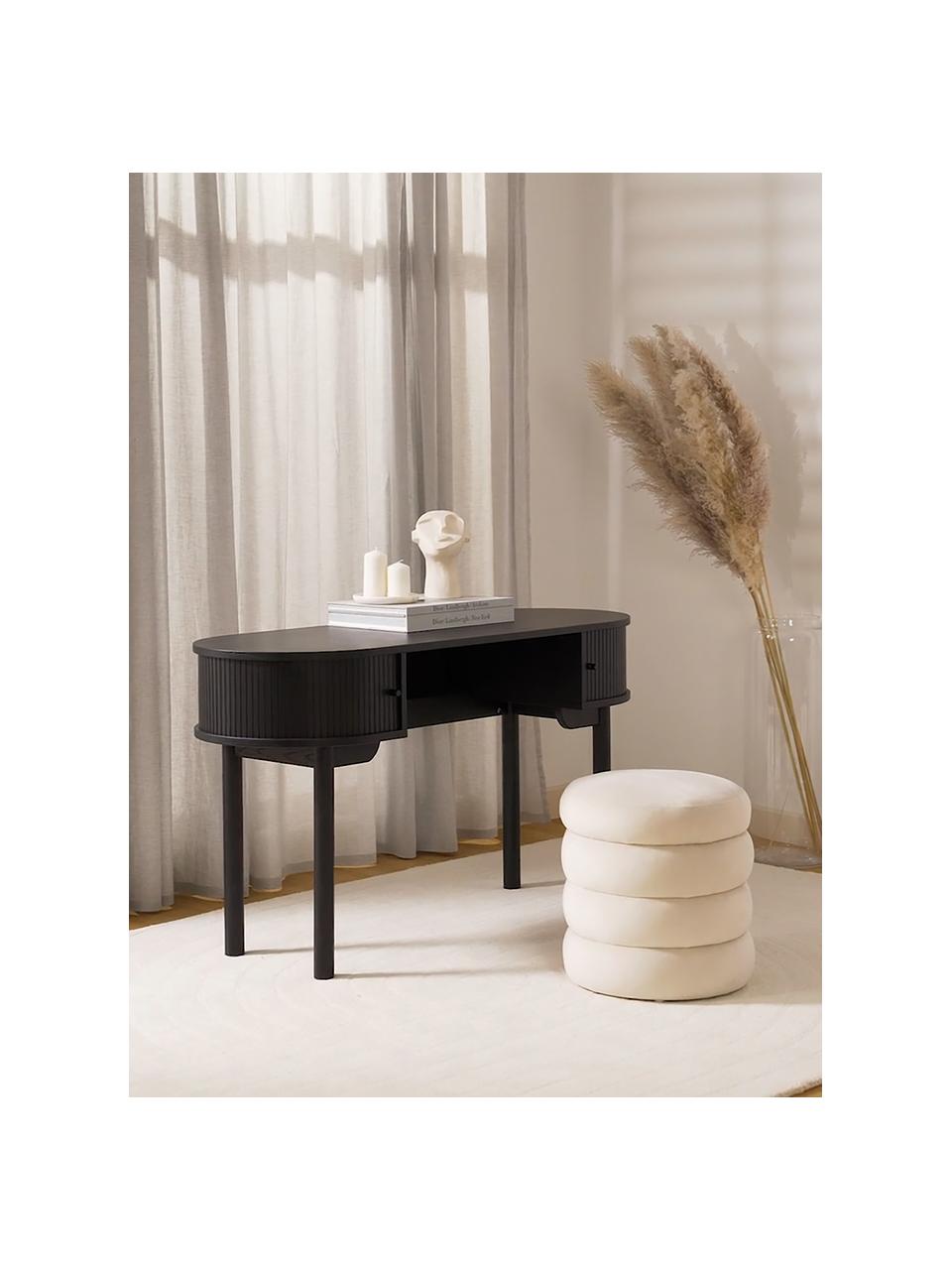 Escritorio Calary, Estructura: fibras de densidad media , Patas: madera de roble maciza, Negro, An 130 x F 50 cm