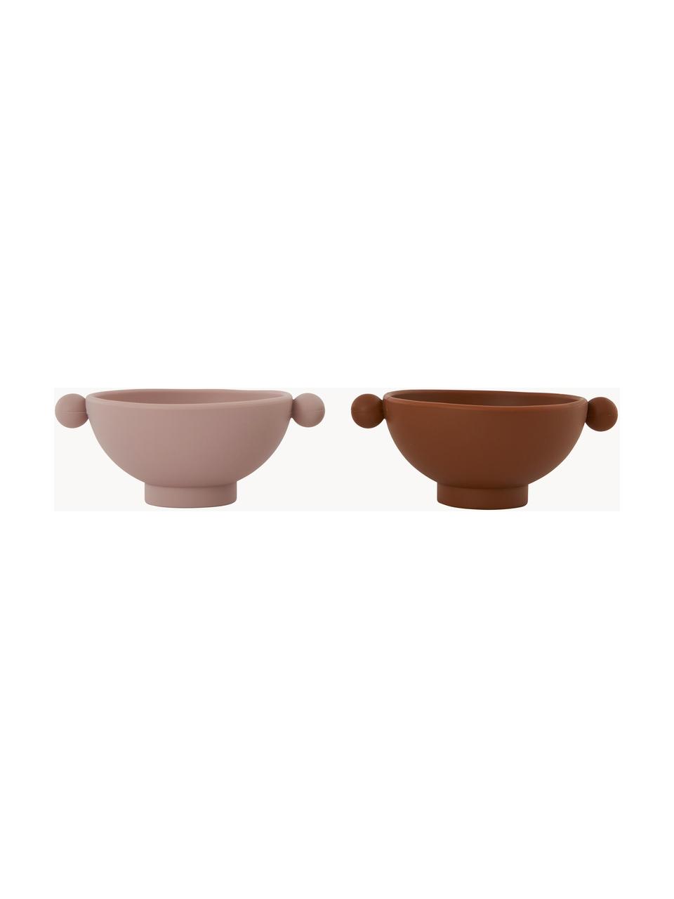 Kinderschälchen Inka, 2er-Set, 100 % Silikon, Braun, Altrosa, Ø 11 x H 6 cm