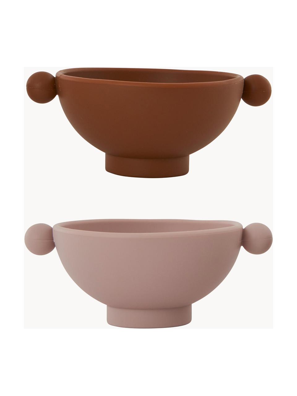 Cuencos infantiles Inka, 2 uds., 100% silicona, Rosa claro, turrón, Ø 11 x Al 6 cm