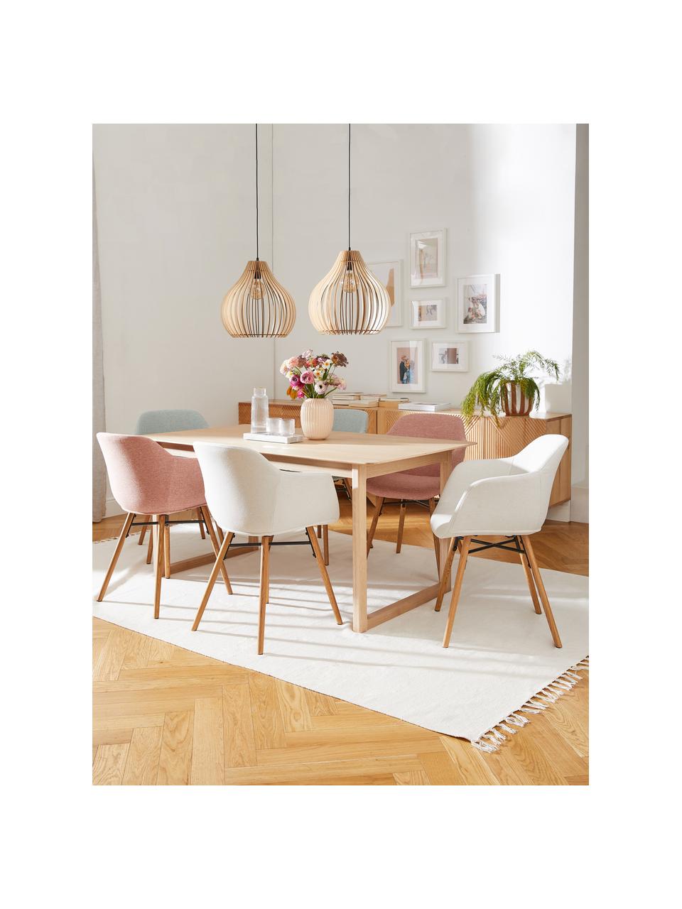 Židle s područkami s úzkým skořepinovým sedákem Fiji, Krémově bílá, Š 59 cm, H 55 cm