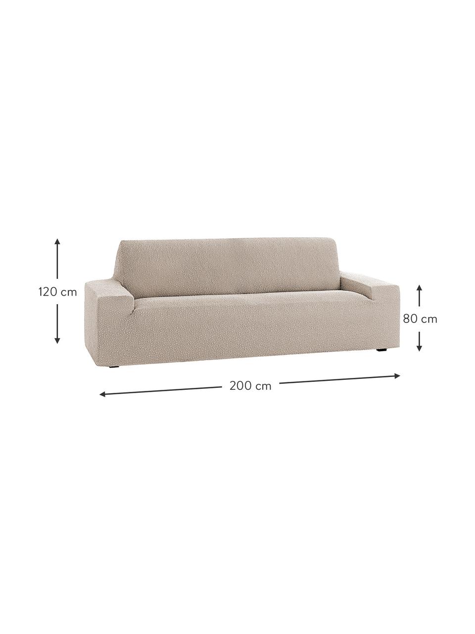 Housse de canapé Roc, 55 % polyester, 35 % coton, 10 % élastomère, Couleur crème, larg. 200 x haut. 120 cm