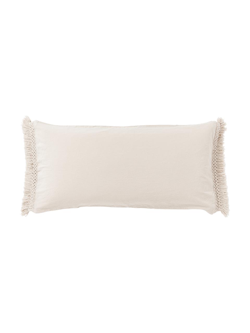 Poszewka na poduszkę z bawełny z frędzlami Abra, Beżowy, S 40 x D 80 cm