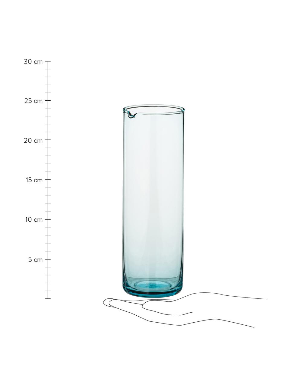 Mundgeblasene Glaskaraffe Bloom in Türkis, 1 L, Glas, mundgeblasen, Türkis, Ø 8 x H 24 cm