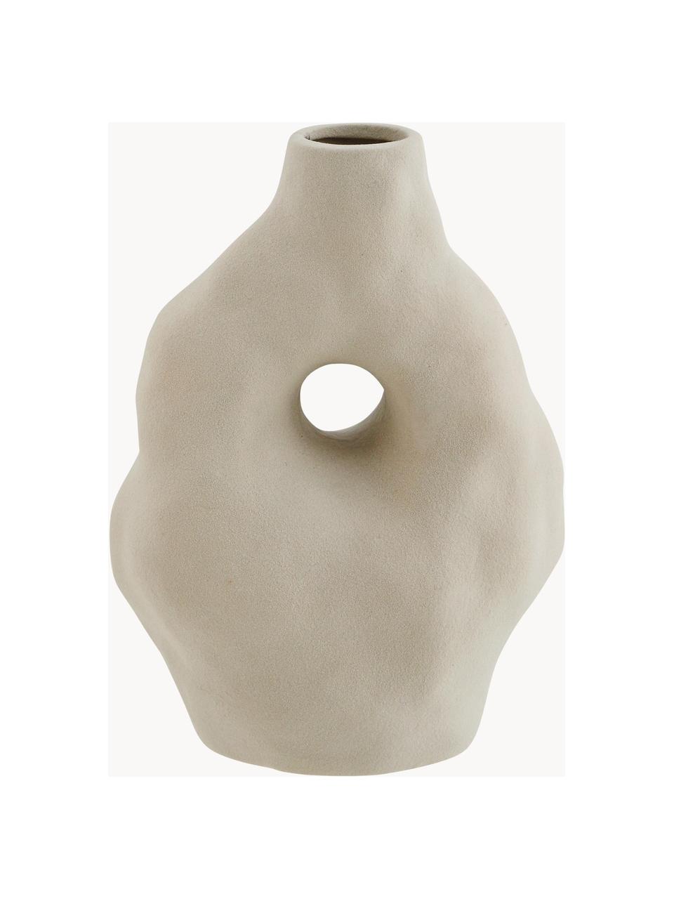 Vase Organic mit unregelmäßiger Oberfläche, Steingut, Beige, matt, B 17 x H 22 cm